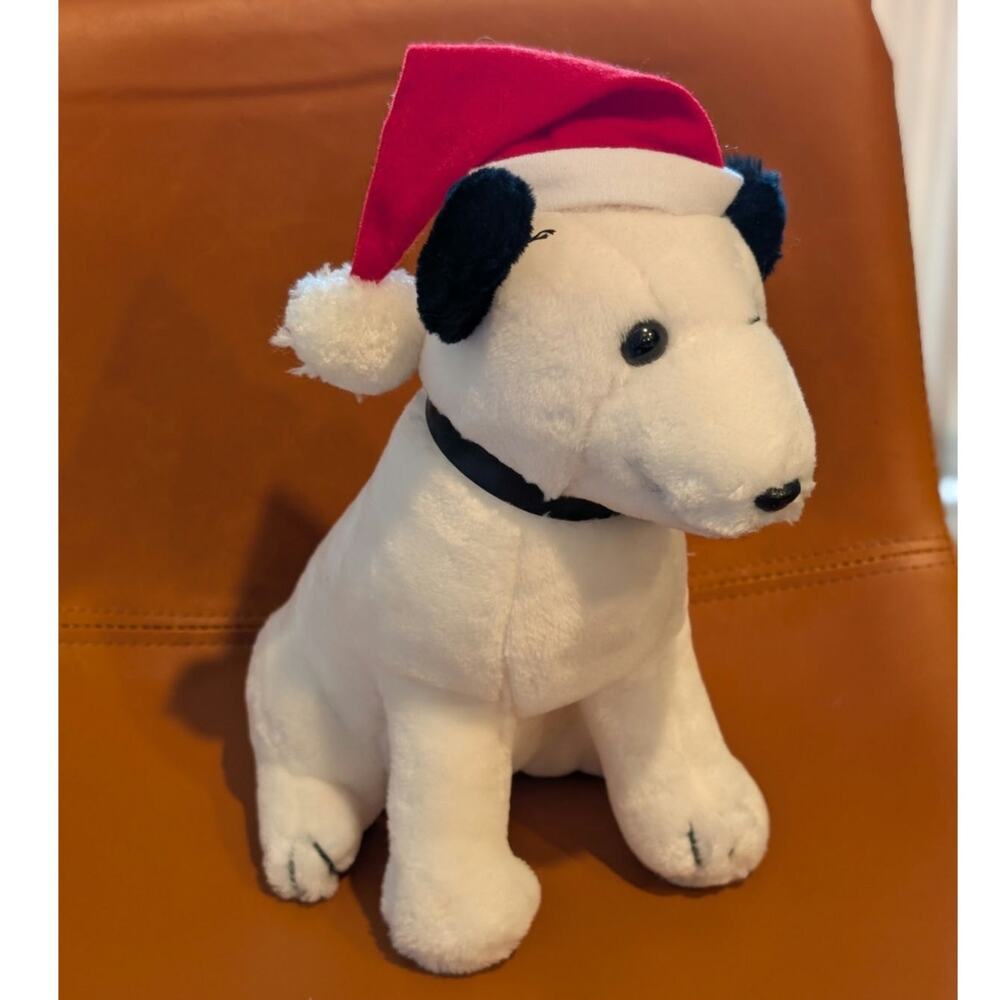 Vintage 1993 Dakin RCA Nipper Dog Plush with Santa Hat